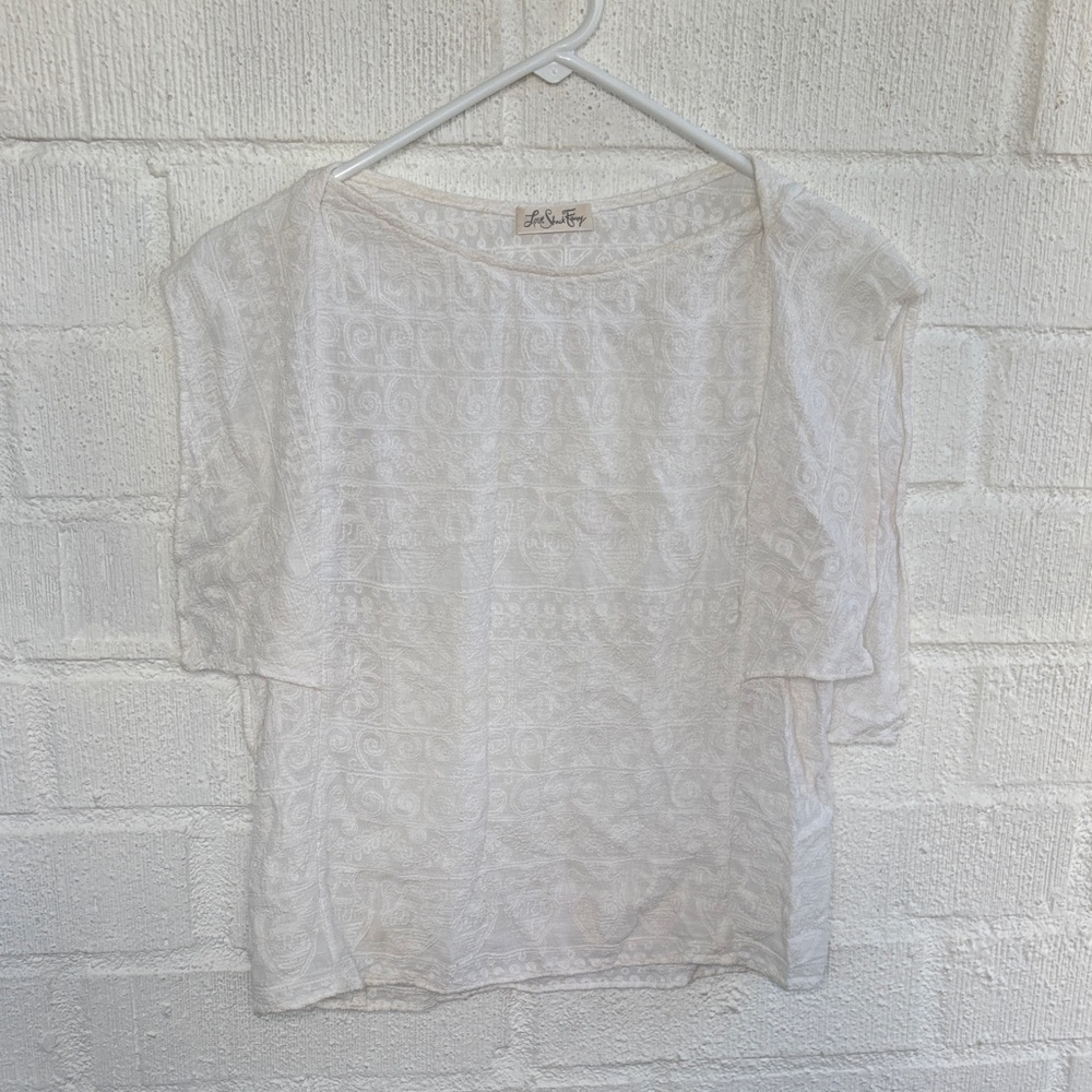 LoveShackFancy Embroidered White Cotton Blouse sz S